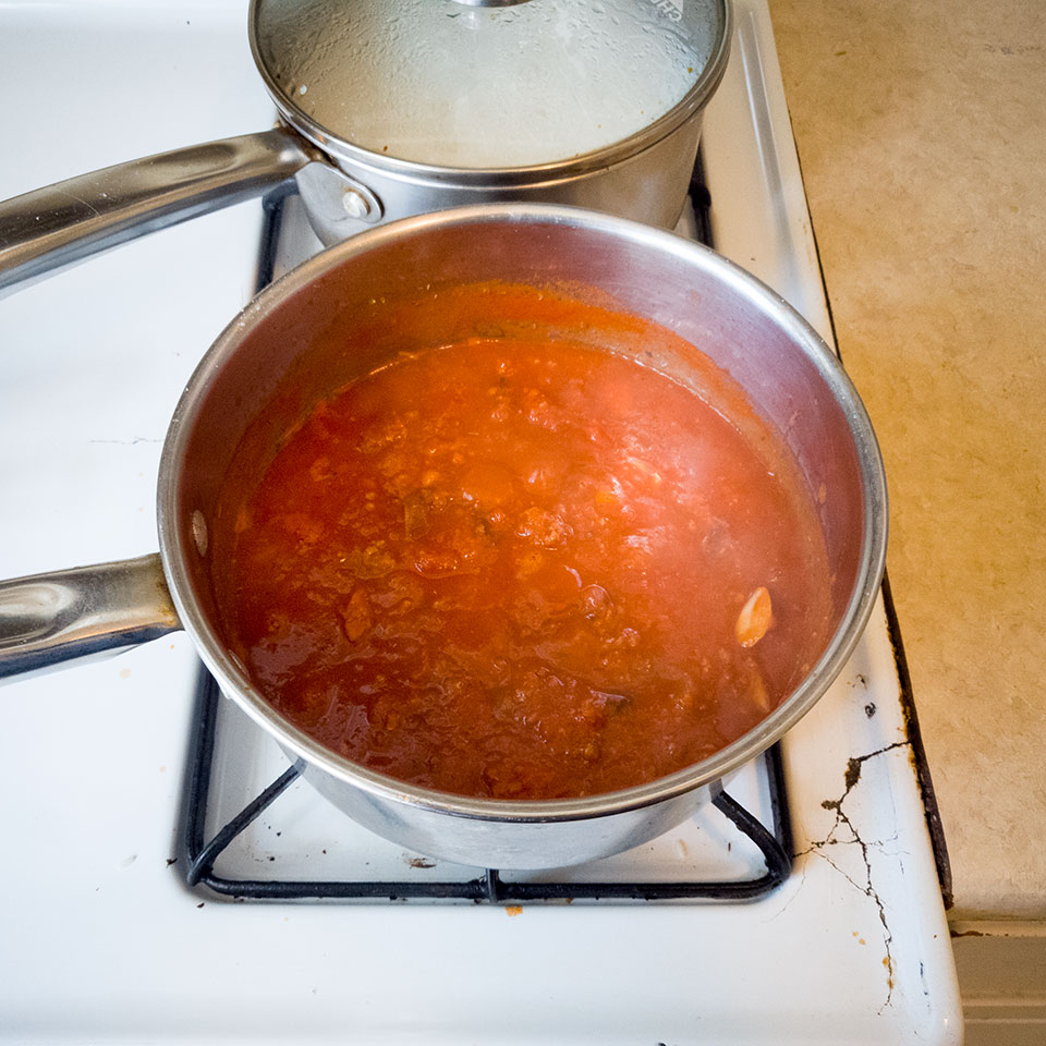 simmering on the stove