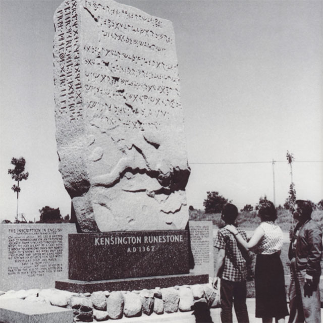 The Kensington Runestone monument (larger than life-size)