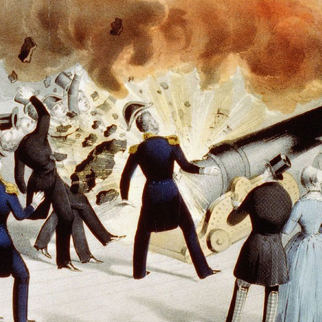 a Currier and Ives print of the 1844 Peacemaker explosion