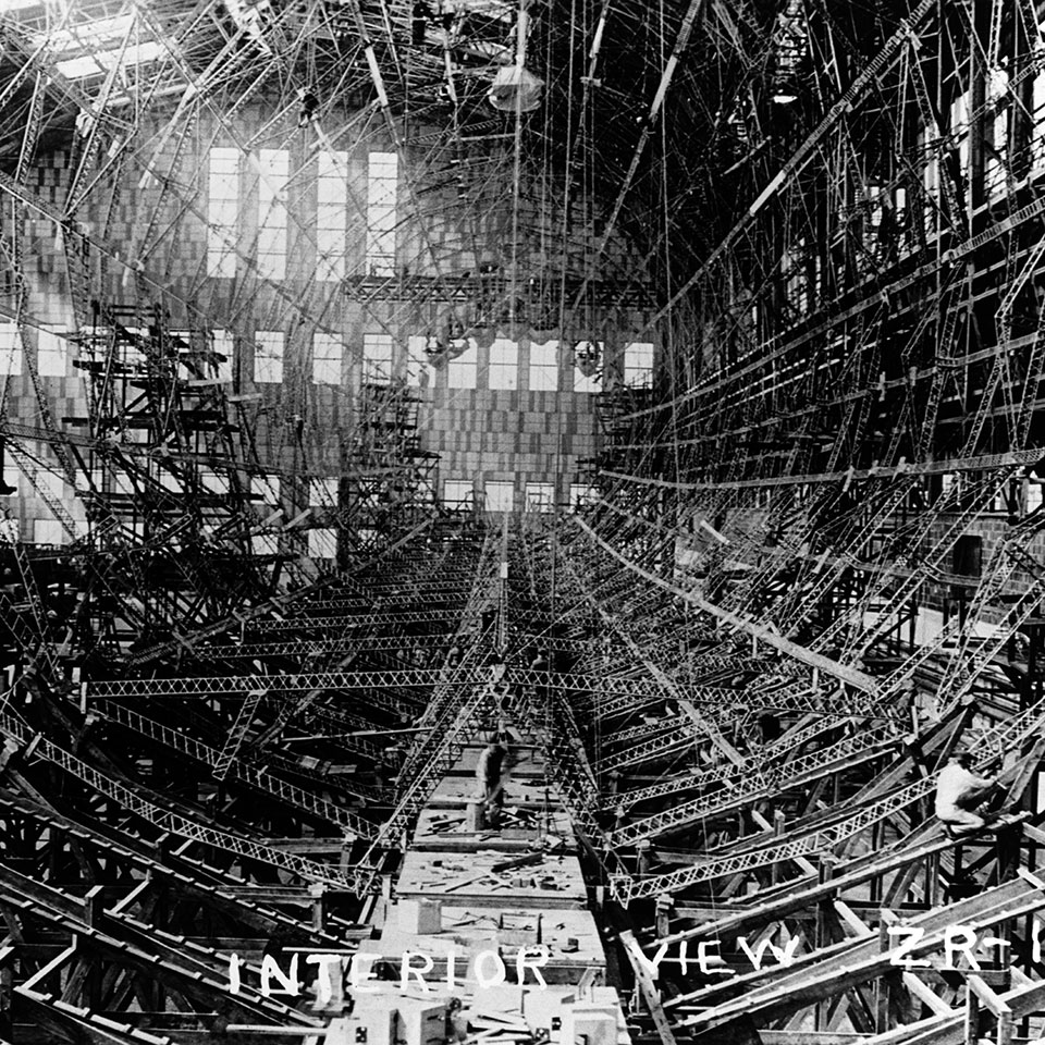 interior view of the USS Shenandoah during construction