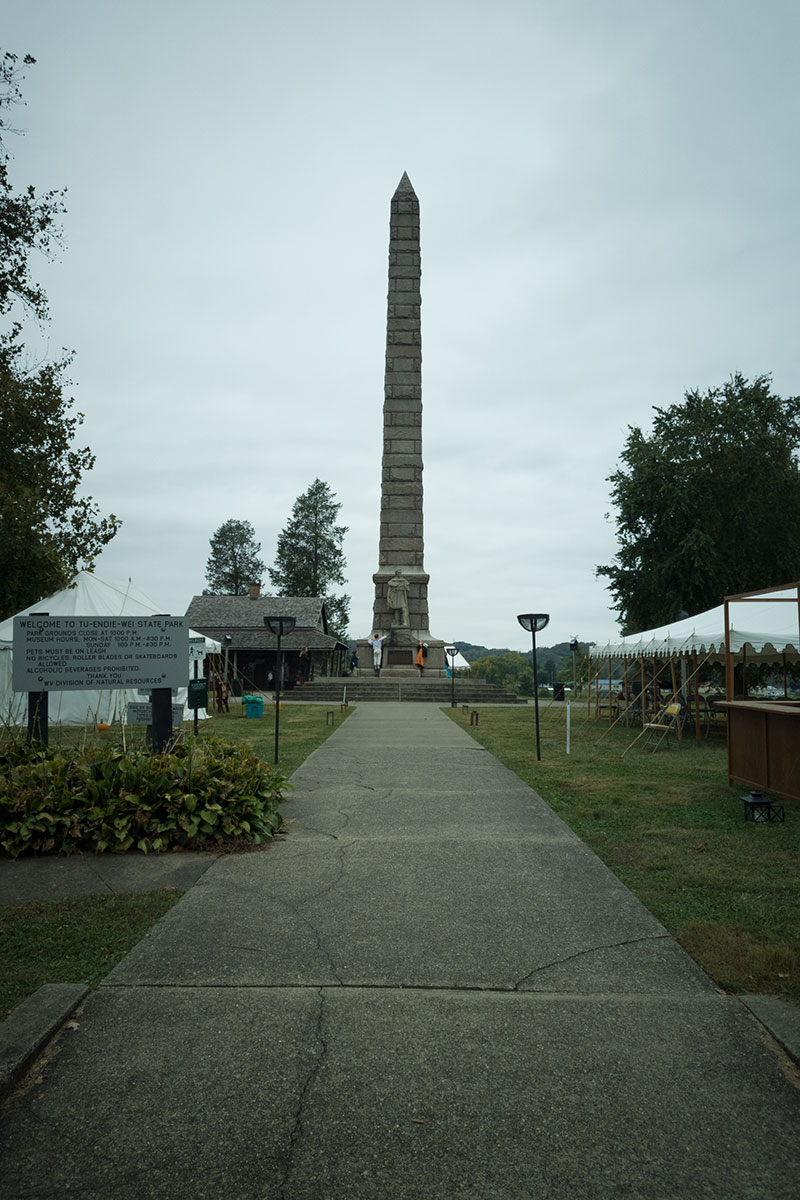 obelisk commemorating the Battle of Point Pleasant at Tu-Endie-Wei State Park, Point Pleasant, WV