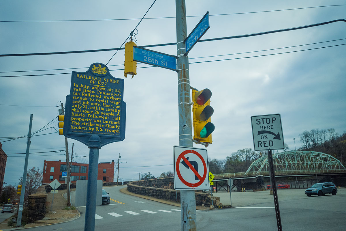 Railroad Strike of 1877: In July, unrest hit U.S. rail lines. Pennsylvania Railroad workers truck to resist wage and job cuts. Here, on July 21, militia fatally shot some 26 people. A battle followed: rail property was burned. The strike was finally broken by U.S. troops.