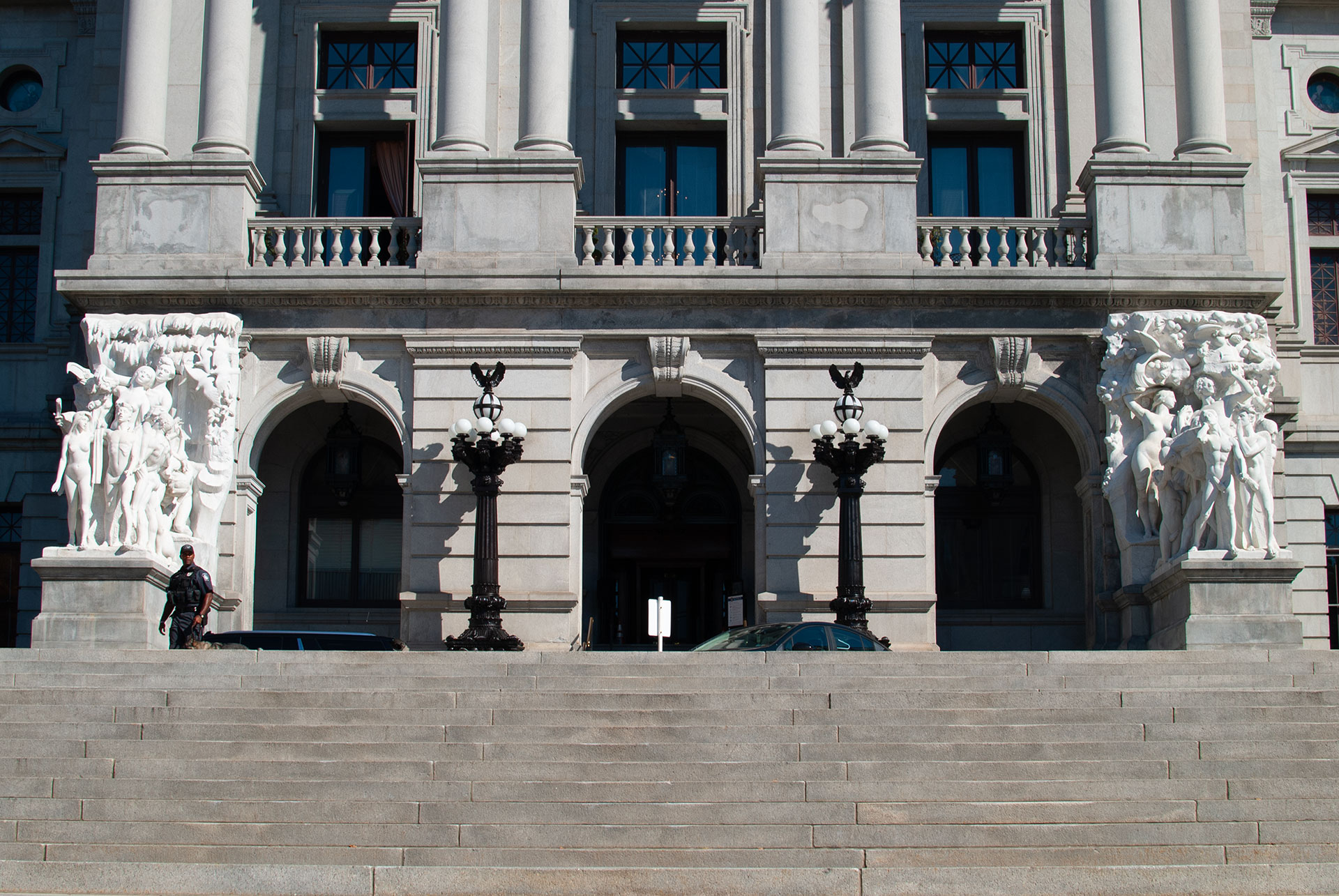 the west entrance to the Pennsylvania State Capitol