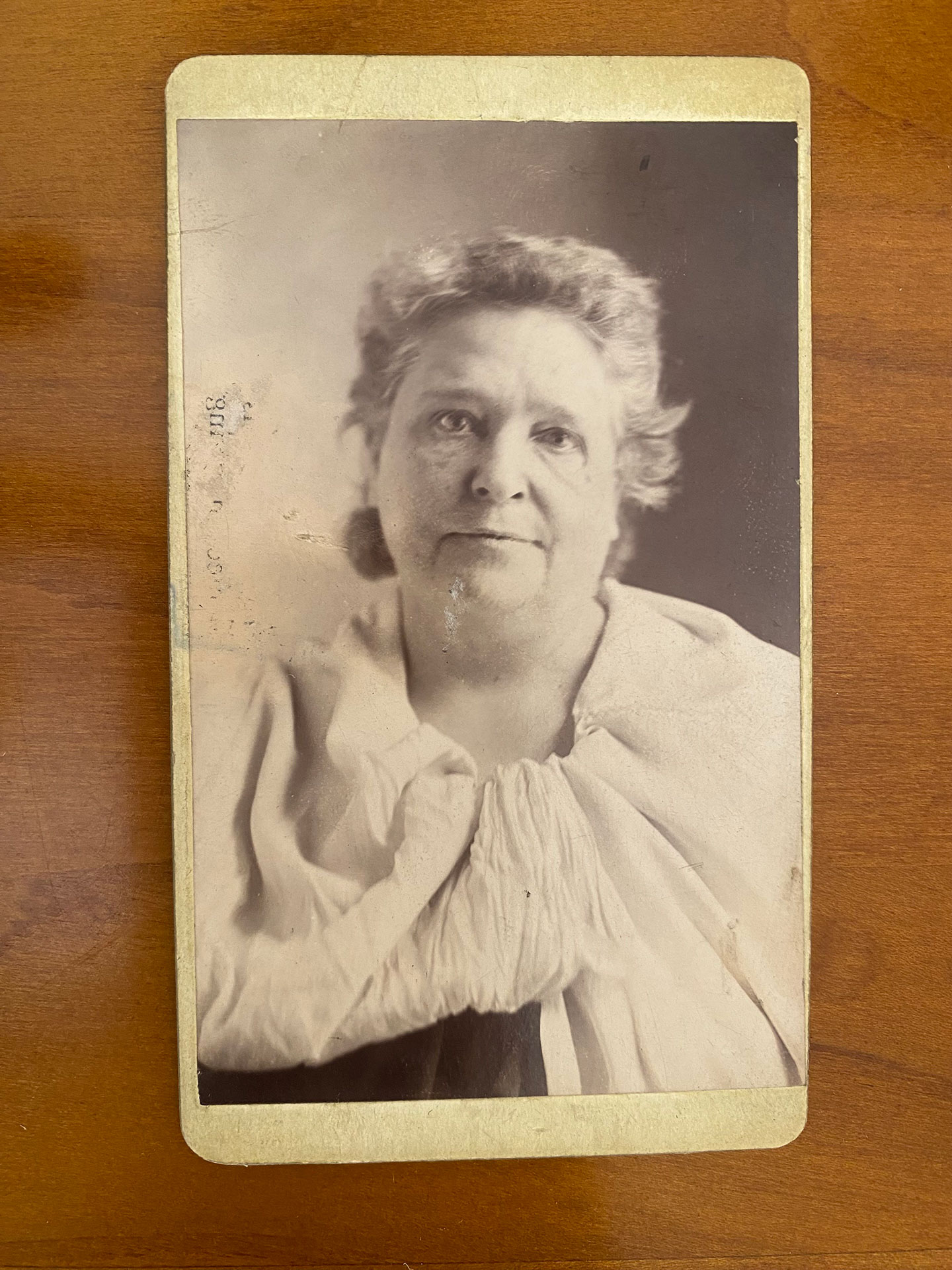 mug shot of Ann O'Delia Diss Debar, circa 1899, front with photograph
